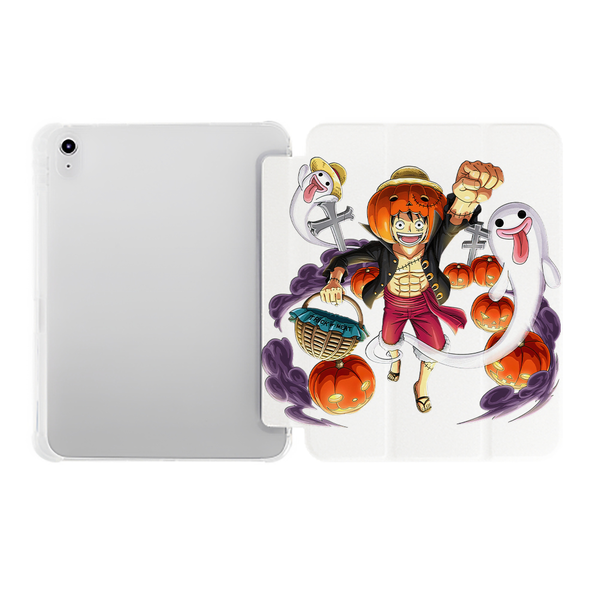 （画像用） ワンピース モンキー・D・ルフィ ONE PIECE Monkey D. Luffy IPad ケース ペン収納付き 三つ折りスタンド PUレザー×シリコン 対応機種9.5/10.5/10.9インチ